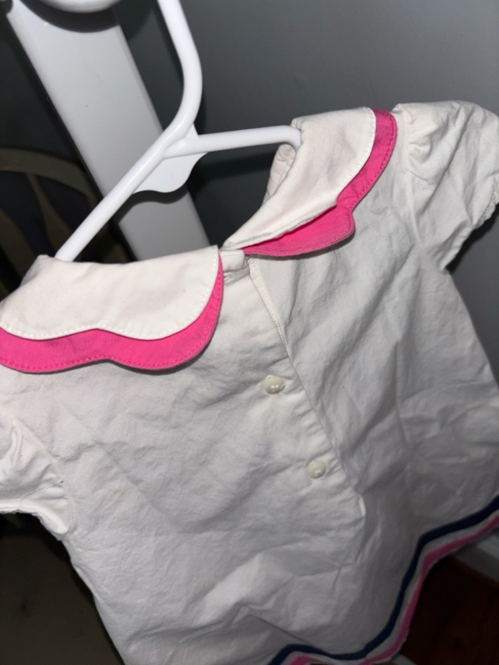 Gymboree White Dress with Pink and Navy Sailboat Trim - Picture 2 of 5